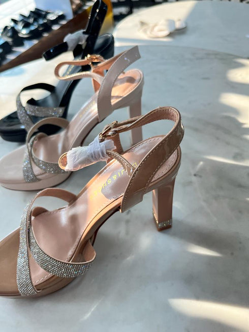 Shimmer Detail Chunky Heel